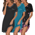 Ekouaer 3 Pack Nightgowns for Women Short Sleeve Sleep Shirt Soft Sleepwear