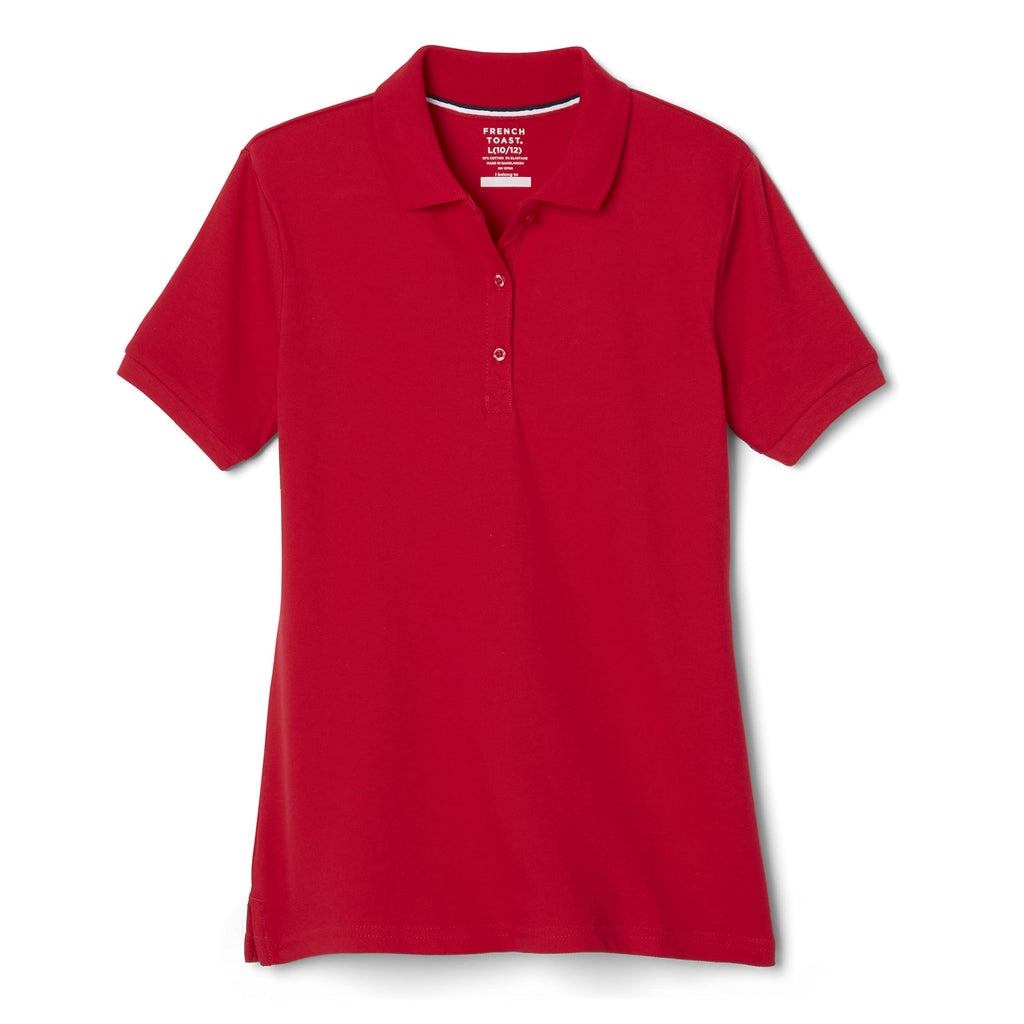French Toast Women's Juniors' Short Sleeve Stretch Pique Polo Shirt