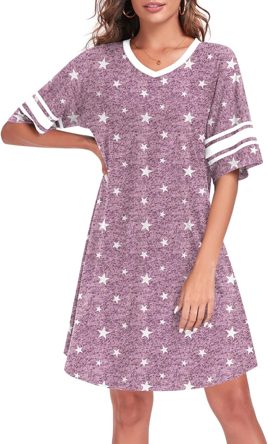 REGAI Women's Nightgowns Short Sleeve Soft Sleepshirt
