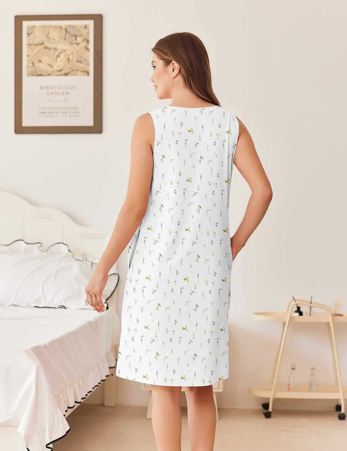 Ekouaer Cotton Nightgowns for Women Tank Sleeveless Night Gowns