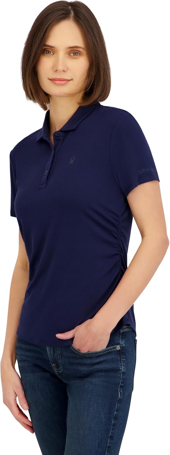 Spyder Women's Ribbed Jersey Short Sleeve Polo Top