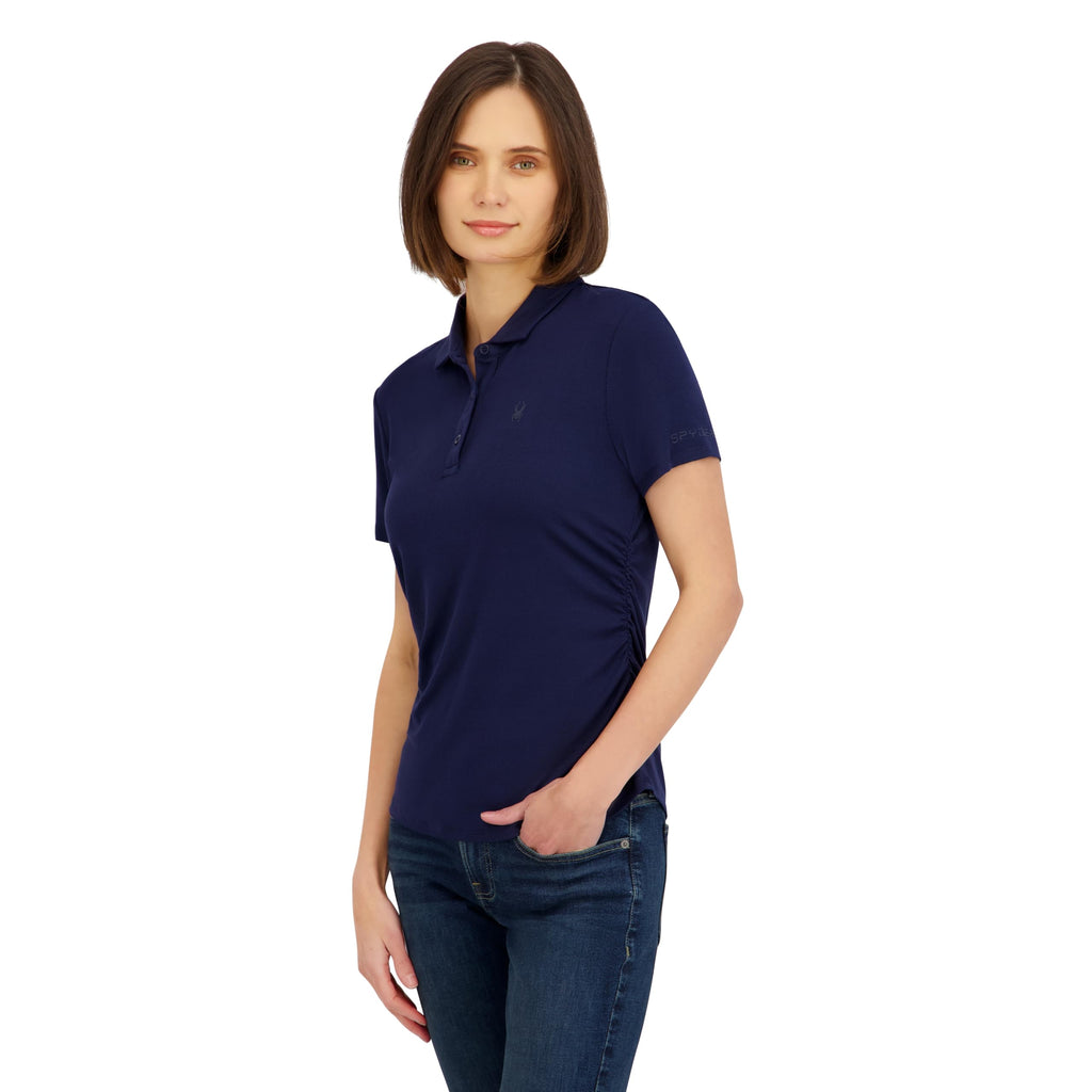 Spyder Women's Ribbed Jersey Short Sleeve Polo Top