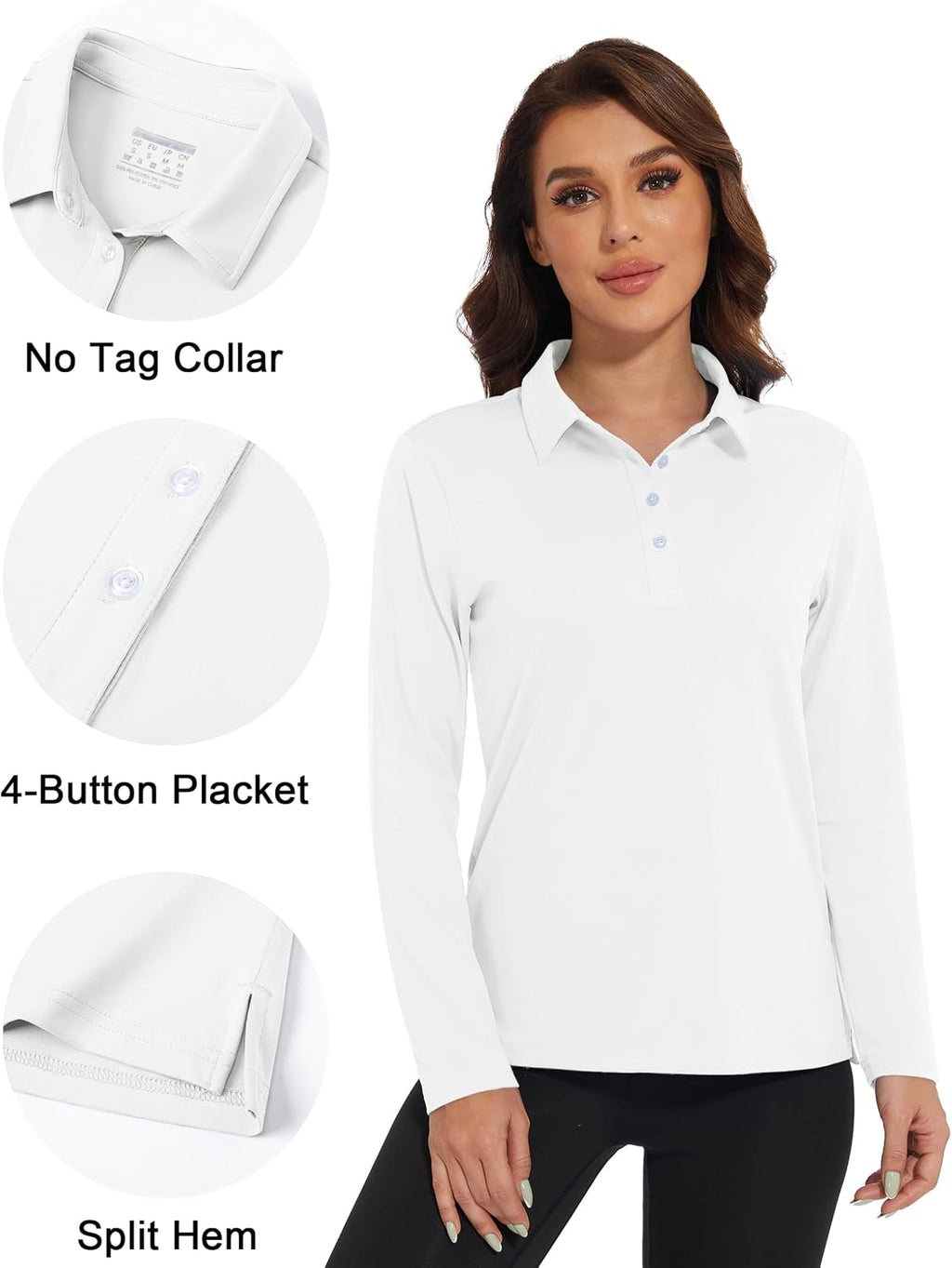 MAGCOMSEN Long Sleeve Polo Shirts for Women Golf Tops with Collar Work