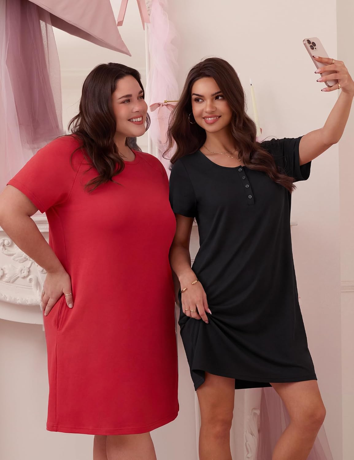 3 Pack Nightgowns for Women Sleep Shirts Pajama Dress with Pockets
