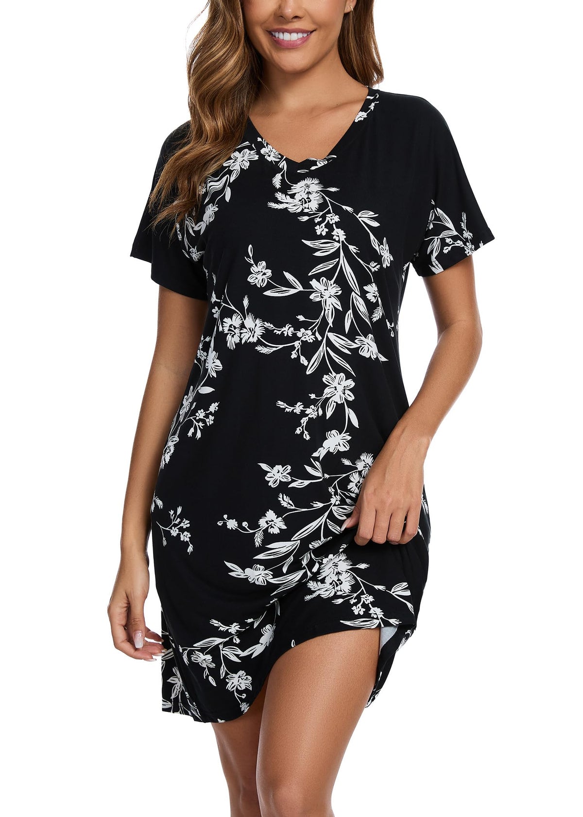 Nightgowns for Women Soft Cotton Sleep Shirts Short Sleeve Sleepwear