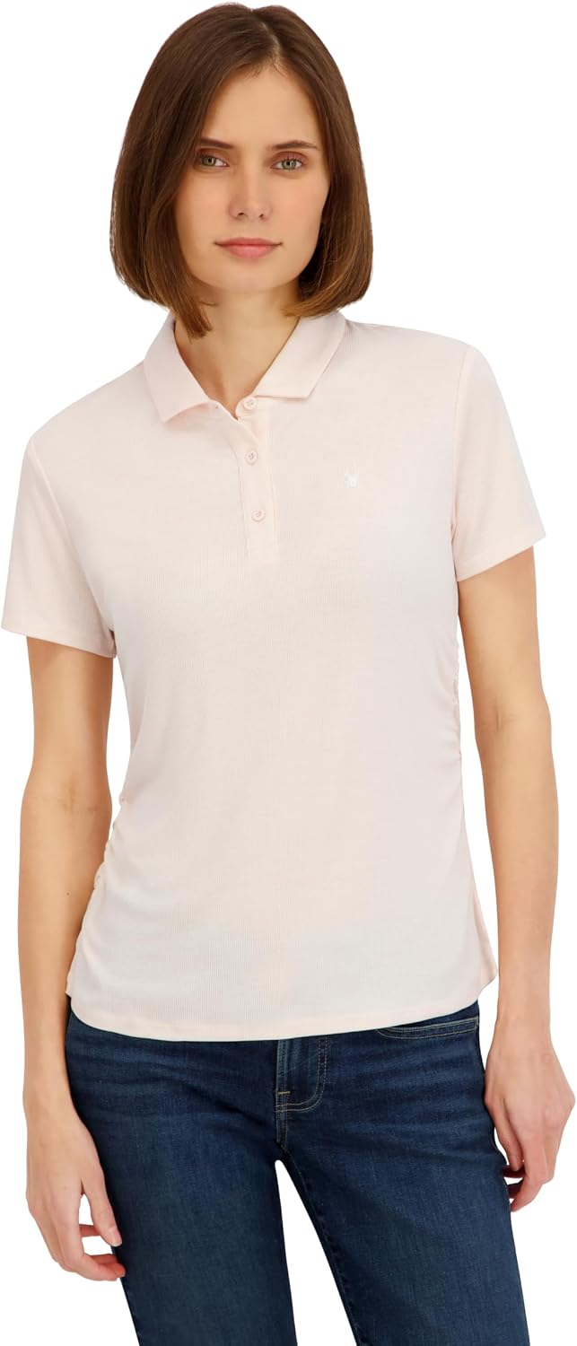 Spyder Women's Ribbed Jersey Short Sleeve Polo Top