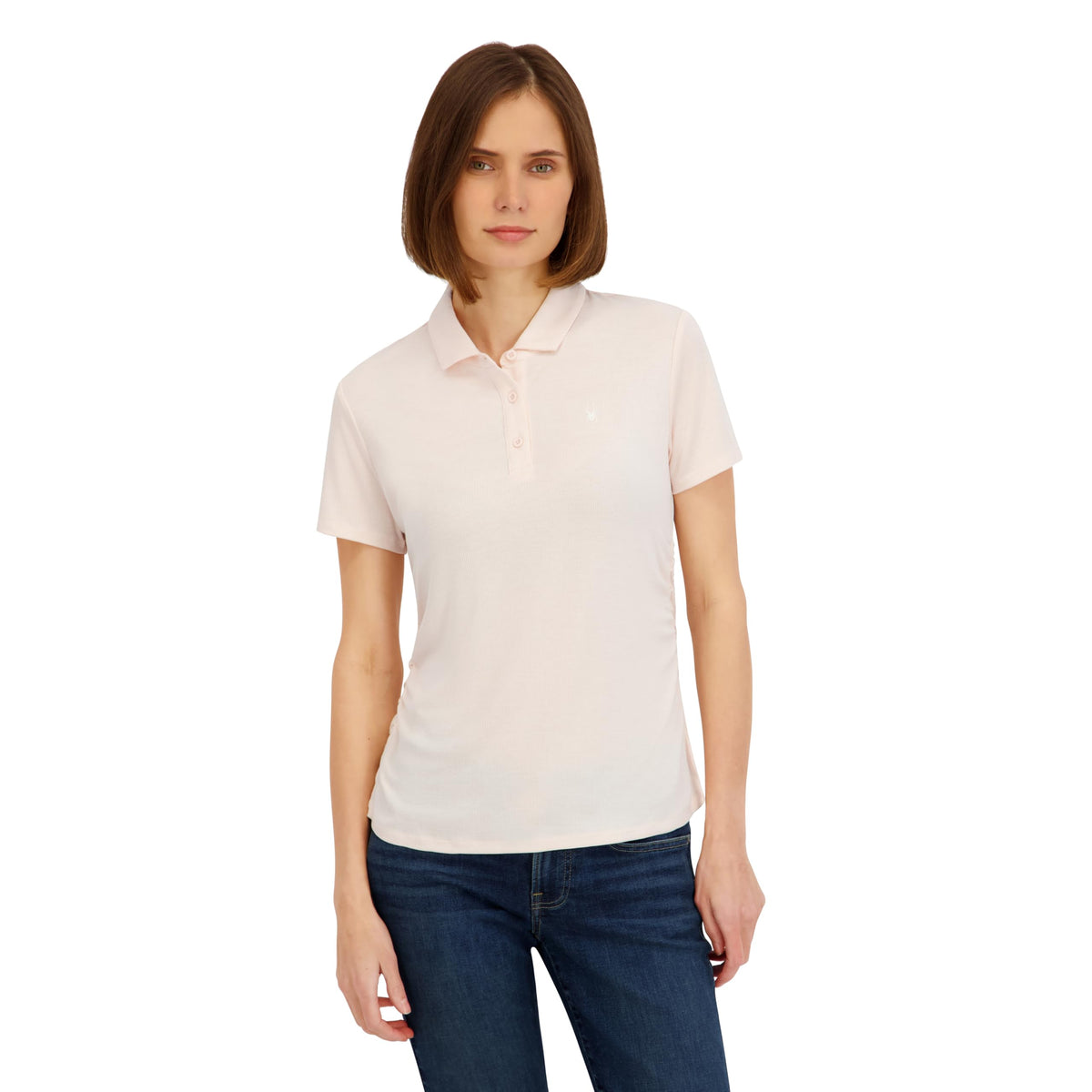 Spyder Women's Ribbed Jersey Short Sleeve Polo Top