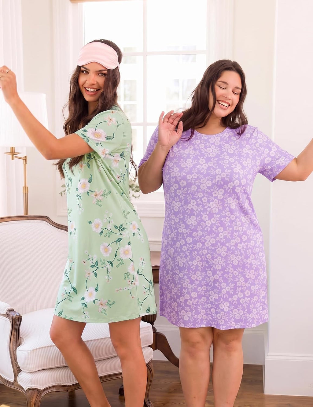 3 Pack Nightgowns for Women Soft Nightshirts Short Pajama Dress