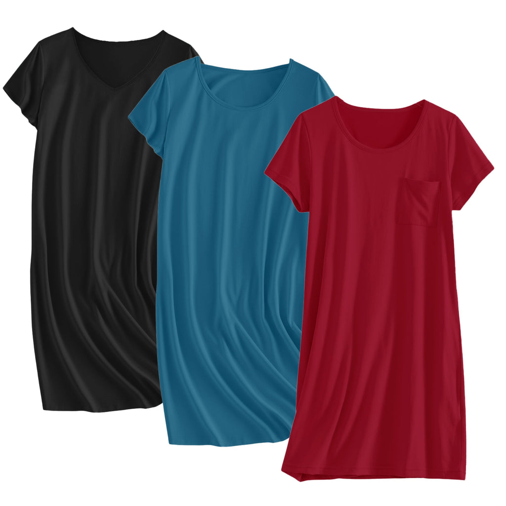 Ekouaer Cotton Nightgowns for Women 3 Pack Sleepshirts Tshirt Night Gown