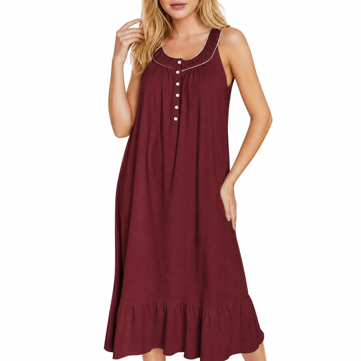 IZZY + TOBY 100% Cotton Nightgowns for Women Soft Ladies Gowns Sleepwear Long Sleeveless Nightgown