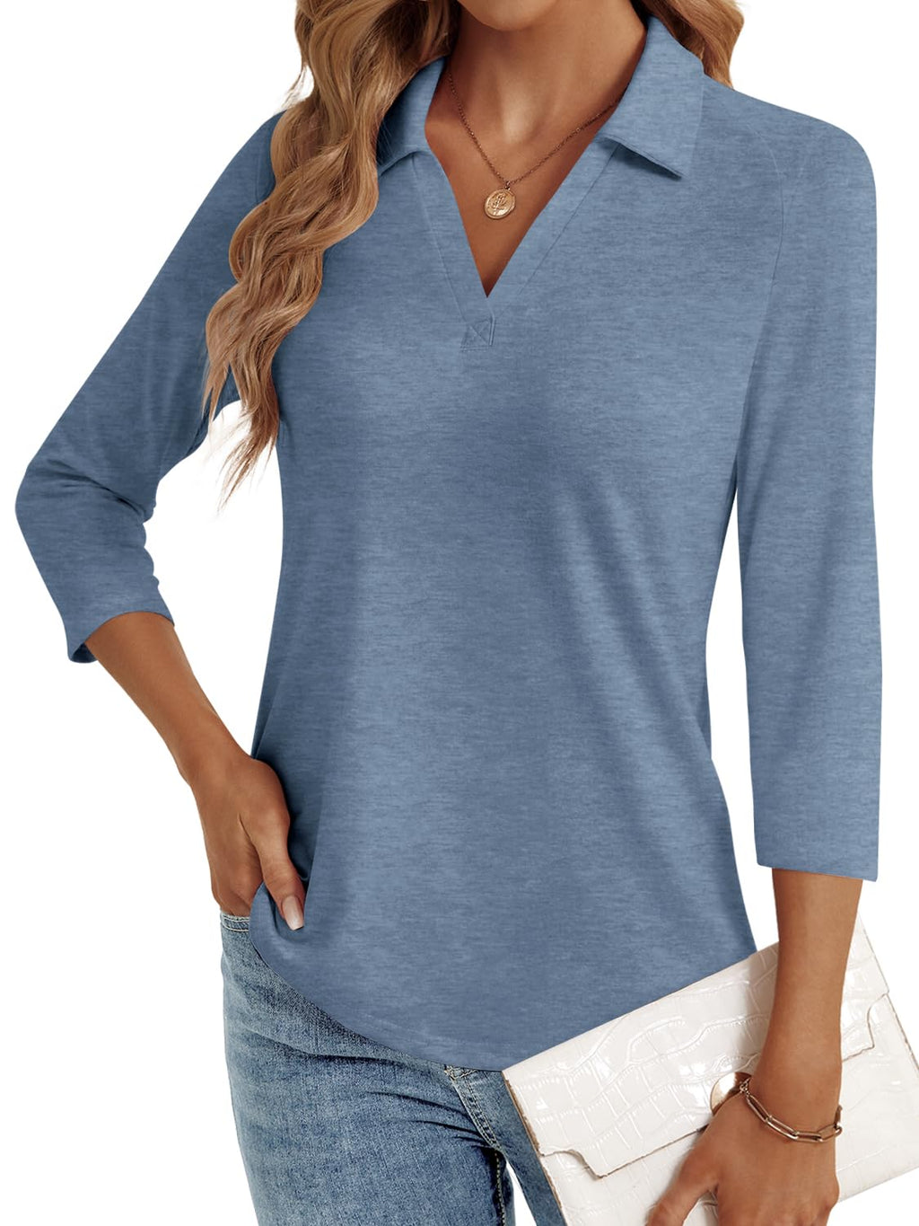 LYHIPSS 3/4 Length Sleeve Womens Tops Dressy Casual Business Blouses