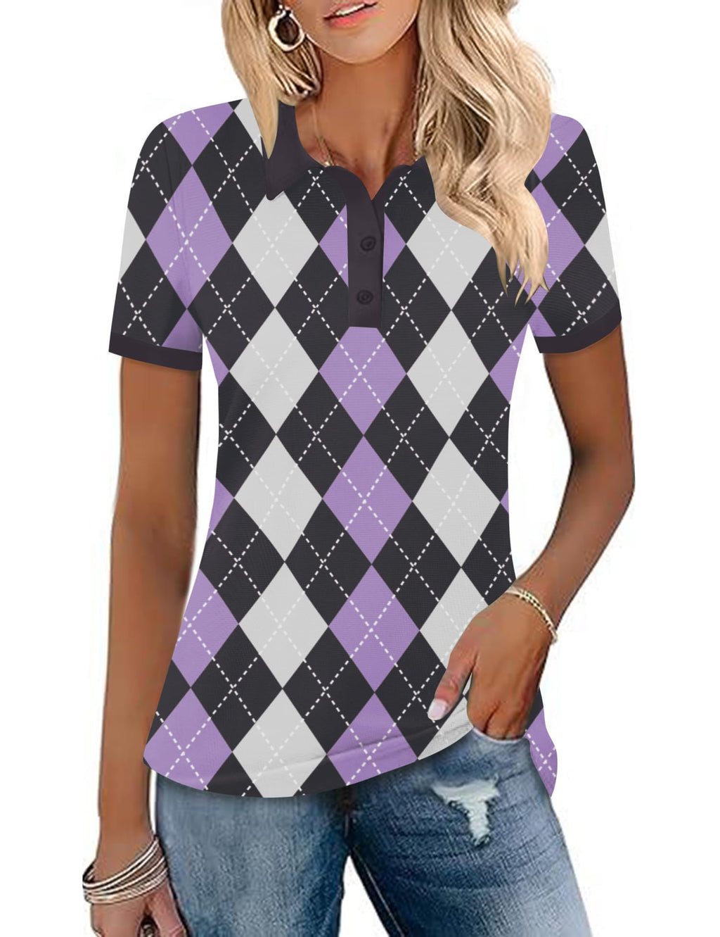 LOMON Womens Golf Polo Shirts Short Sleeve Collared Tops Tennis Activewear