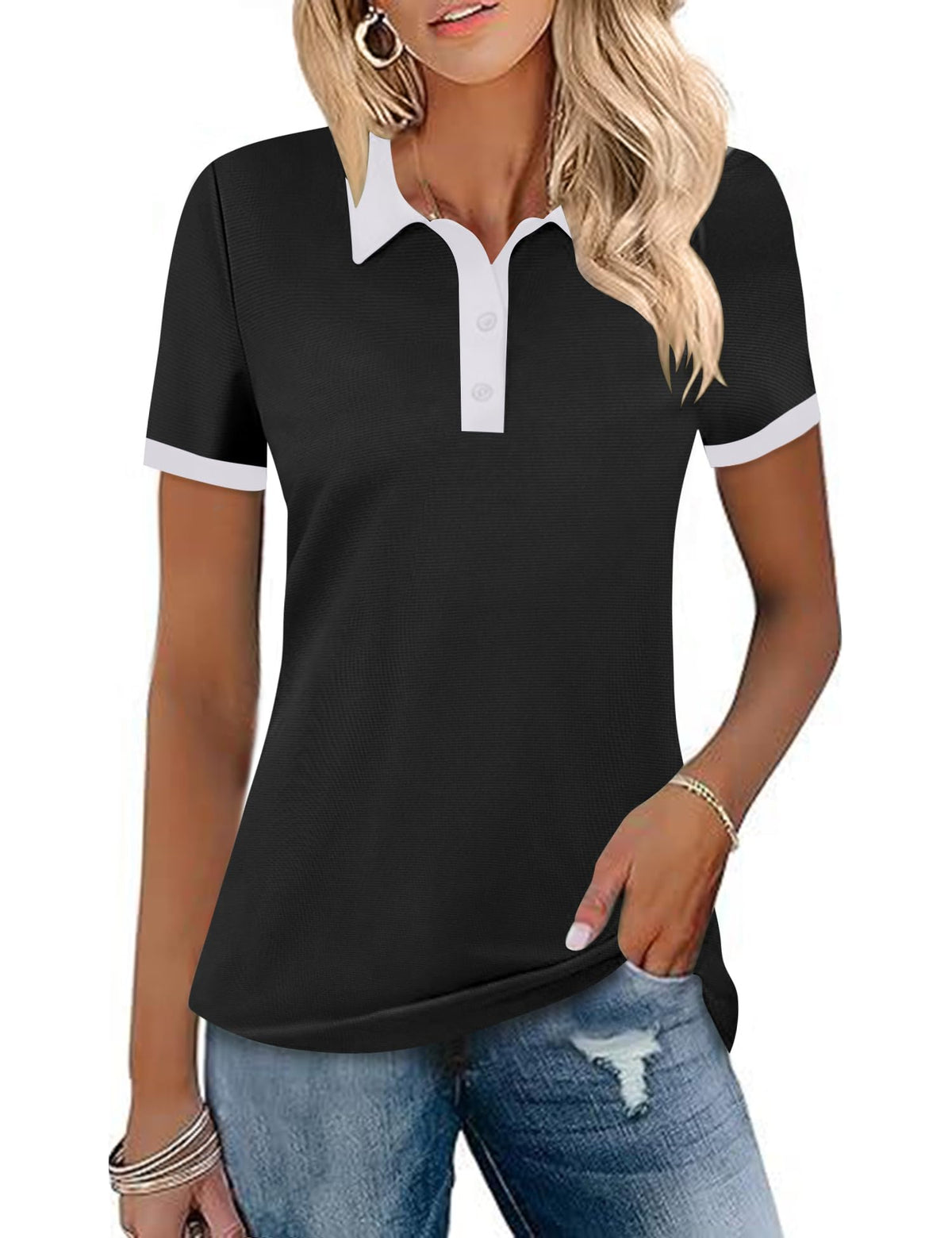 LOMON Womens Golf Polo Shirts Short Sleeve Collared Tops Tennis Activewear