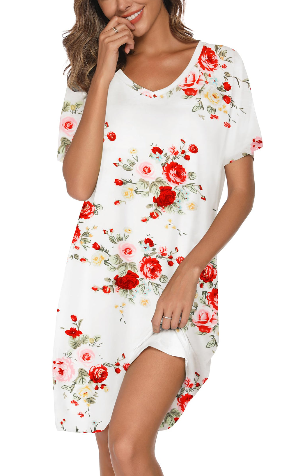 Nightgowns for Women Soft Cotton Sleep Shirts Short Sleeve Sleepwear