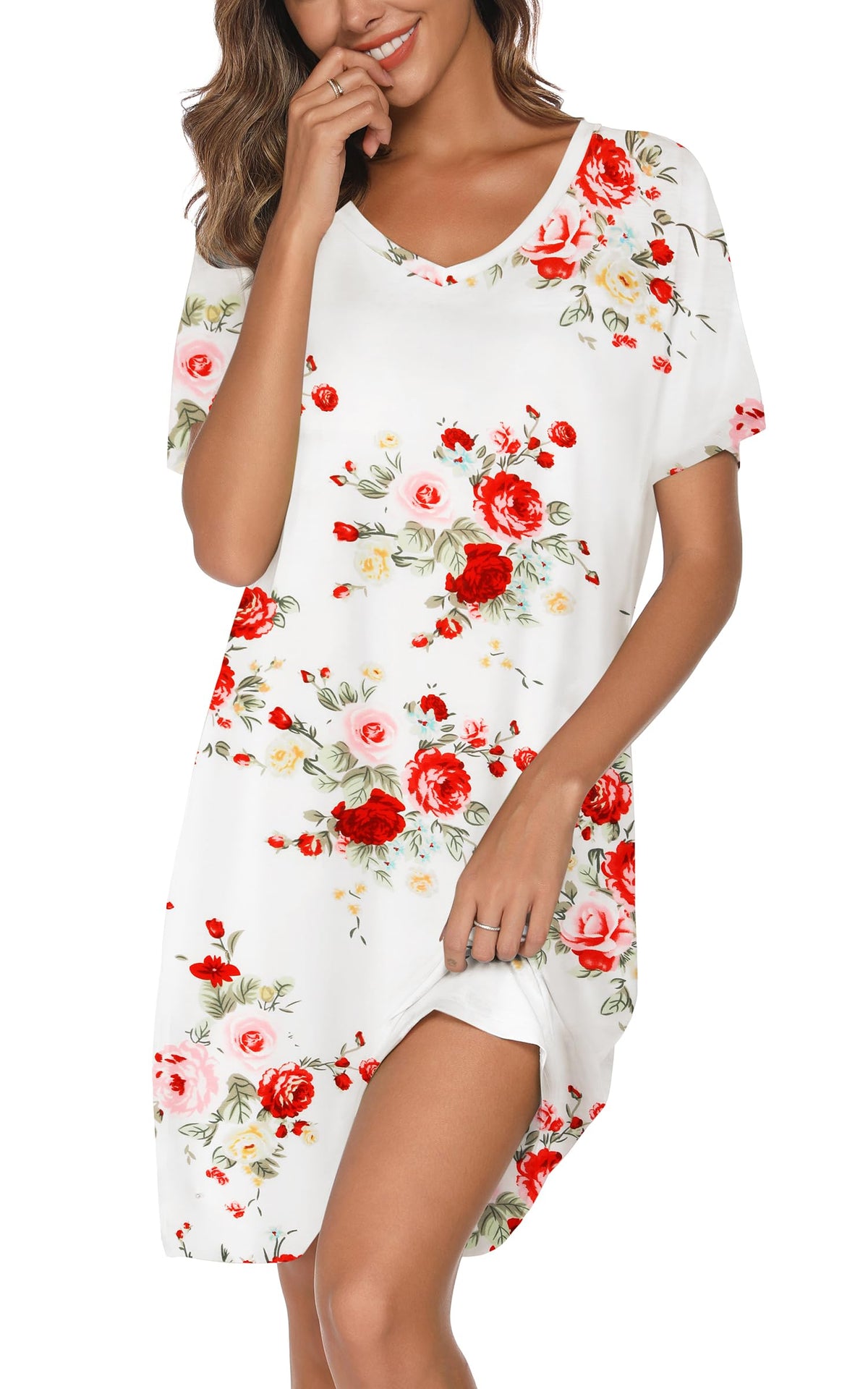 Nightgowns for Women Soft Cotton Sleep Shirts Short Sleeve Sleepwear