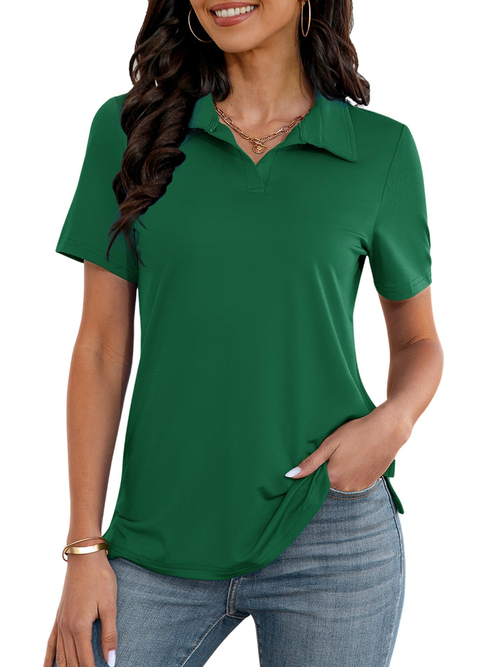 MK Shop Limited Polo Shirts for Women Golf V Neck Tops