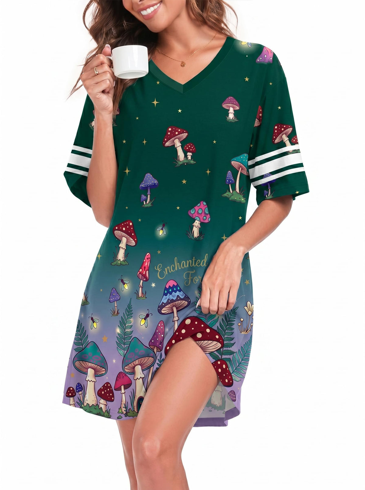 REGAI Women's Nightgowns Short Sleeve Soft Sleepshirt