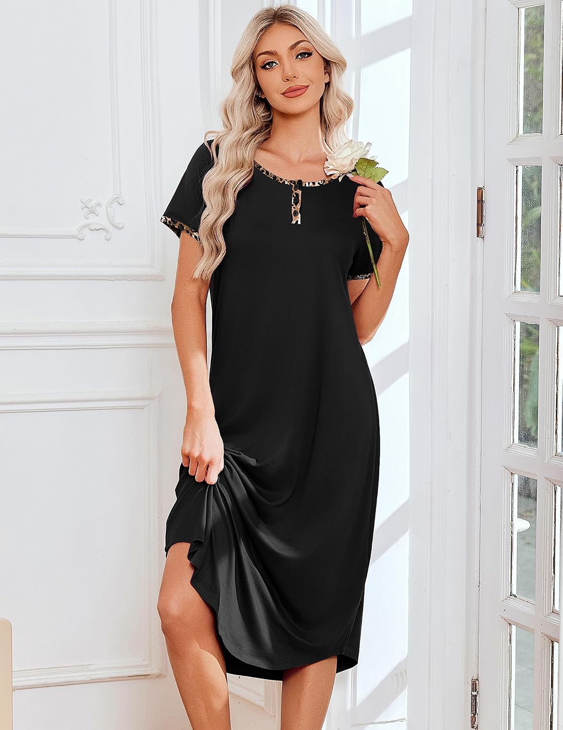Ekouaer Long Nightgowns for Women 3 Pack Plus Size House Dress Soft Moo Moo