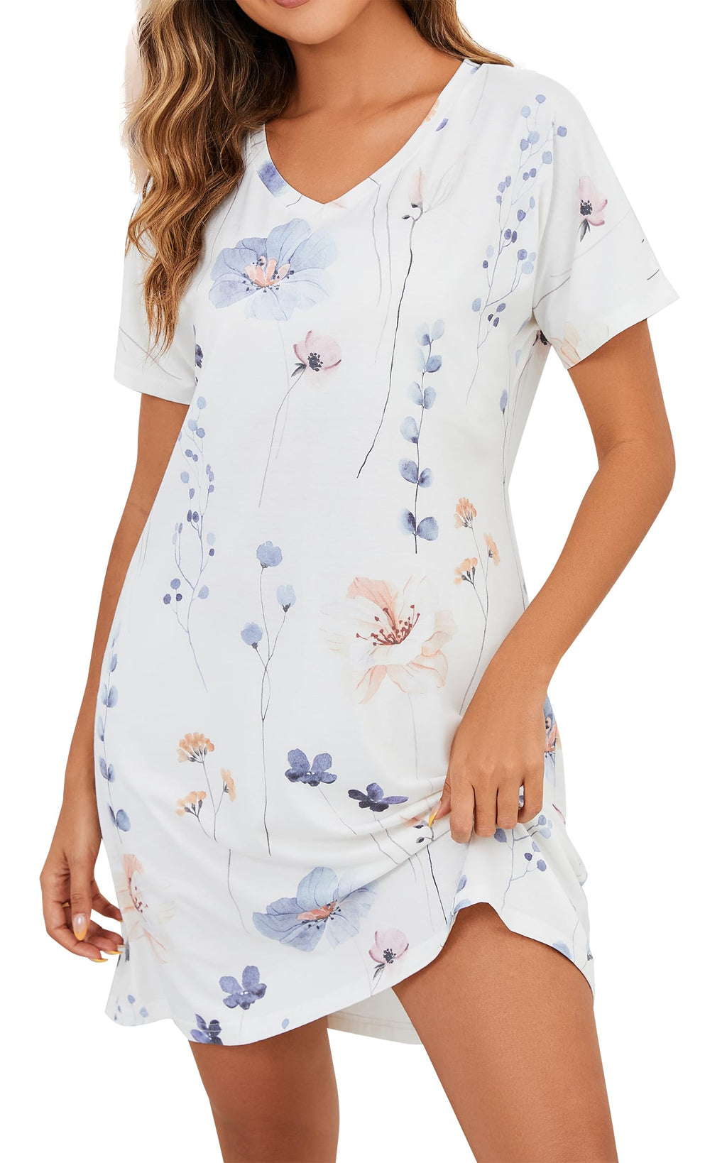 Nightgowns for Women Soft Cotton Sleep Shirts Short Sleeve Sleepwear