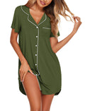 Ekouaer Nightgowns for Women Button Down Sleep Shirt Short Sleeve Sleepwear