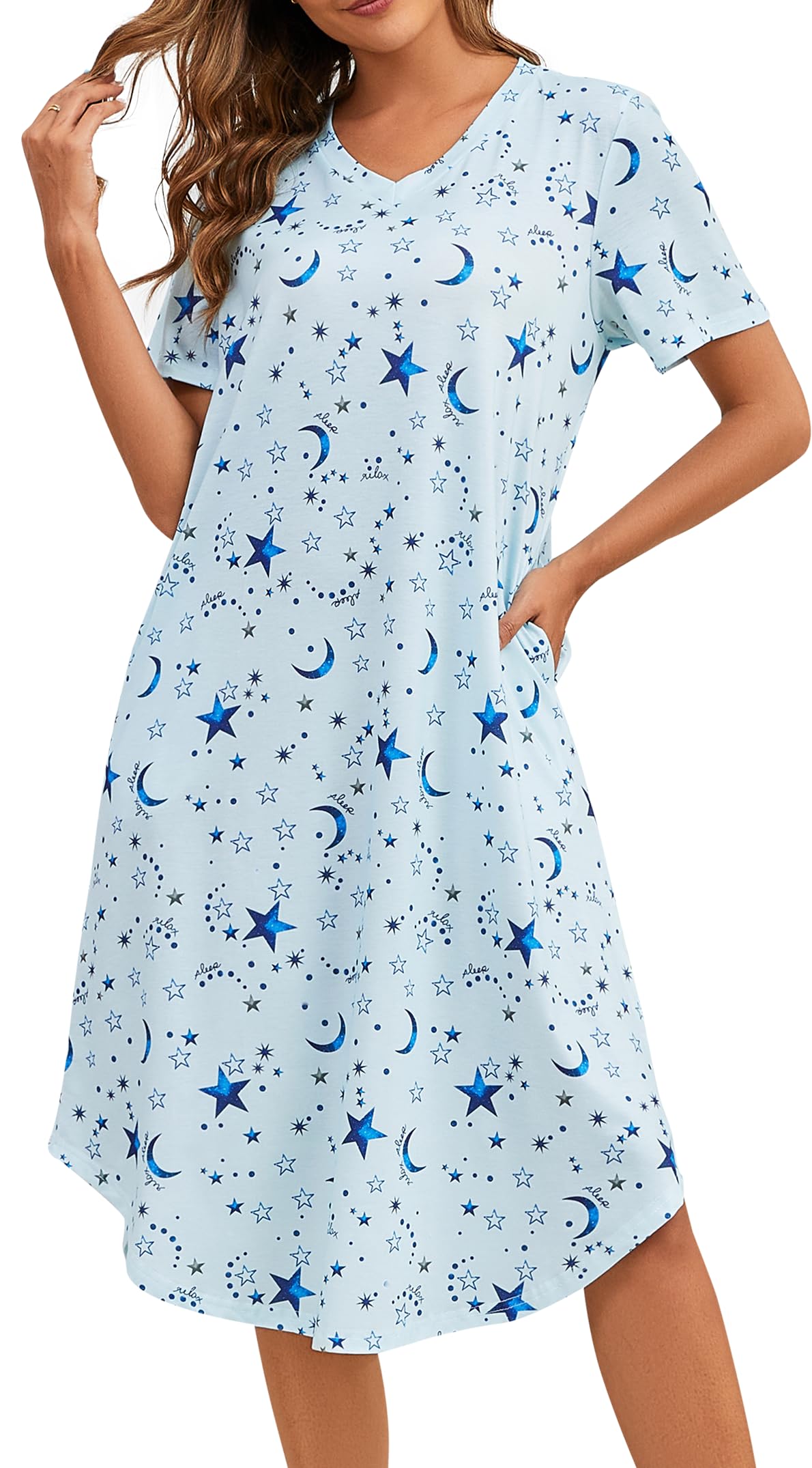 Kabento Womens Short Sleeve Long Nightgowns Sleepwear