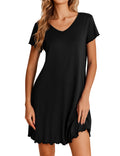 Ekouaer Womens Nightgown Short Sleeve Night Gowns Soft Ruffled Sleep Shirt