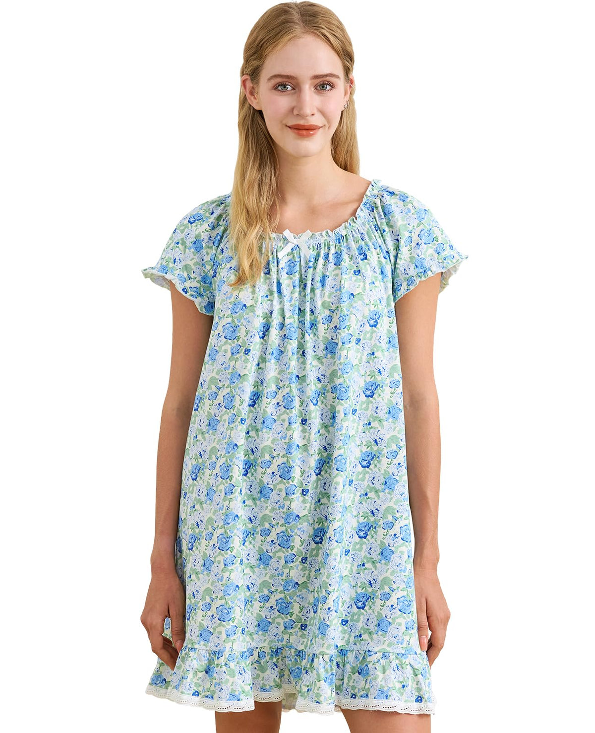 Nanxson Women's Cotton Nightgown Short Sleeve Sleepwear Vintage Nightshirt