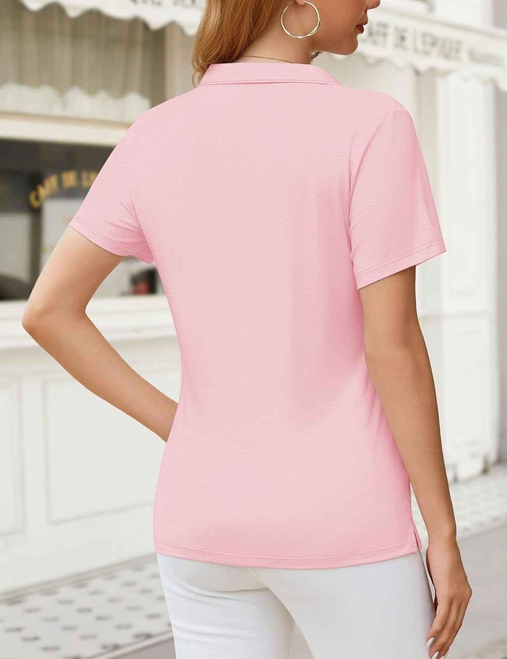 YUCOLEN Polo Shirts for Women Short Sleeve V Neck Golf Shirt Casual Tops
