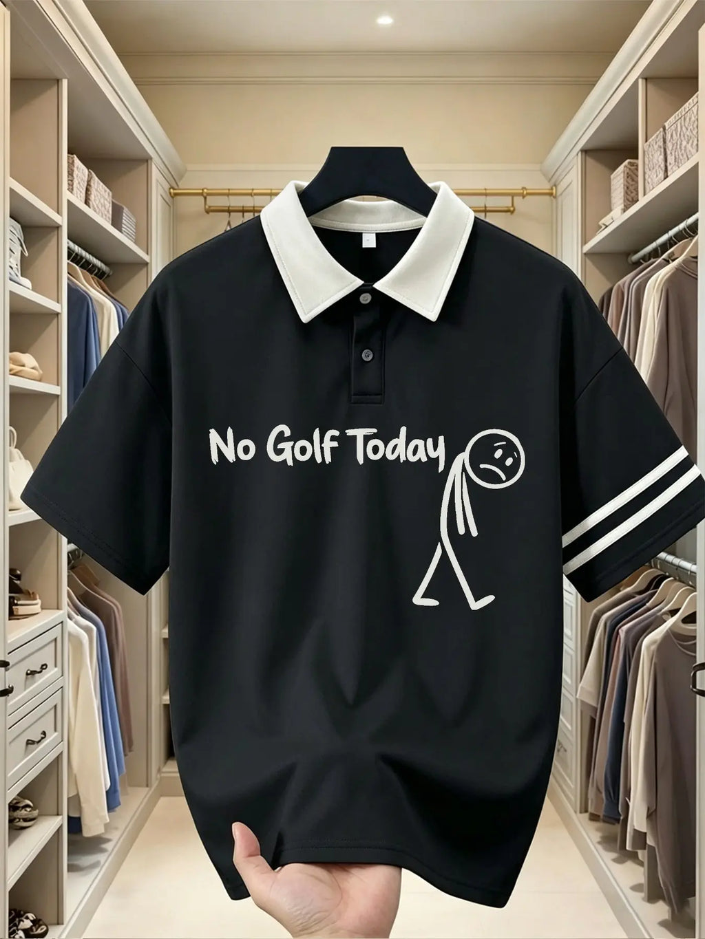 Funny Meme Graphic Polo Shirt, Unisex Short Sleeve Top, Animal Print, Loose-Fit, Sporty Style, 6 Colors, Golf Lover Humor