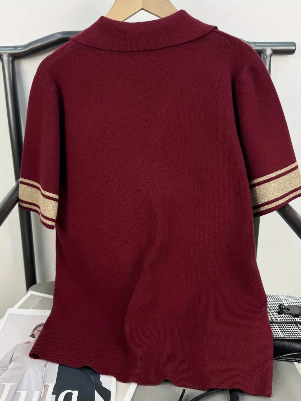 New Spring Autumn Fine Knitted Polo Shirt Slim Fitted Women Summer Versatile Stylish Short Sleeve Basic Base Layer Top, Casual Fashion Tee, Collared Polo Shirts