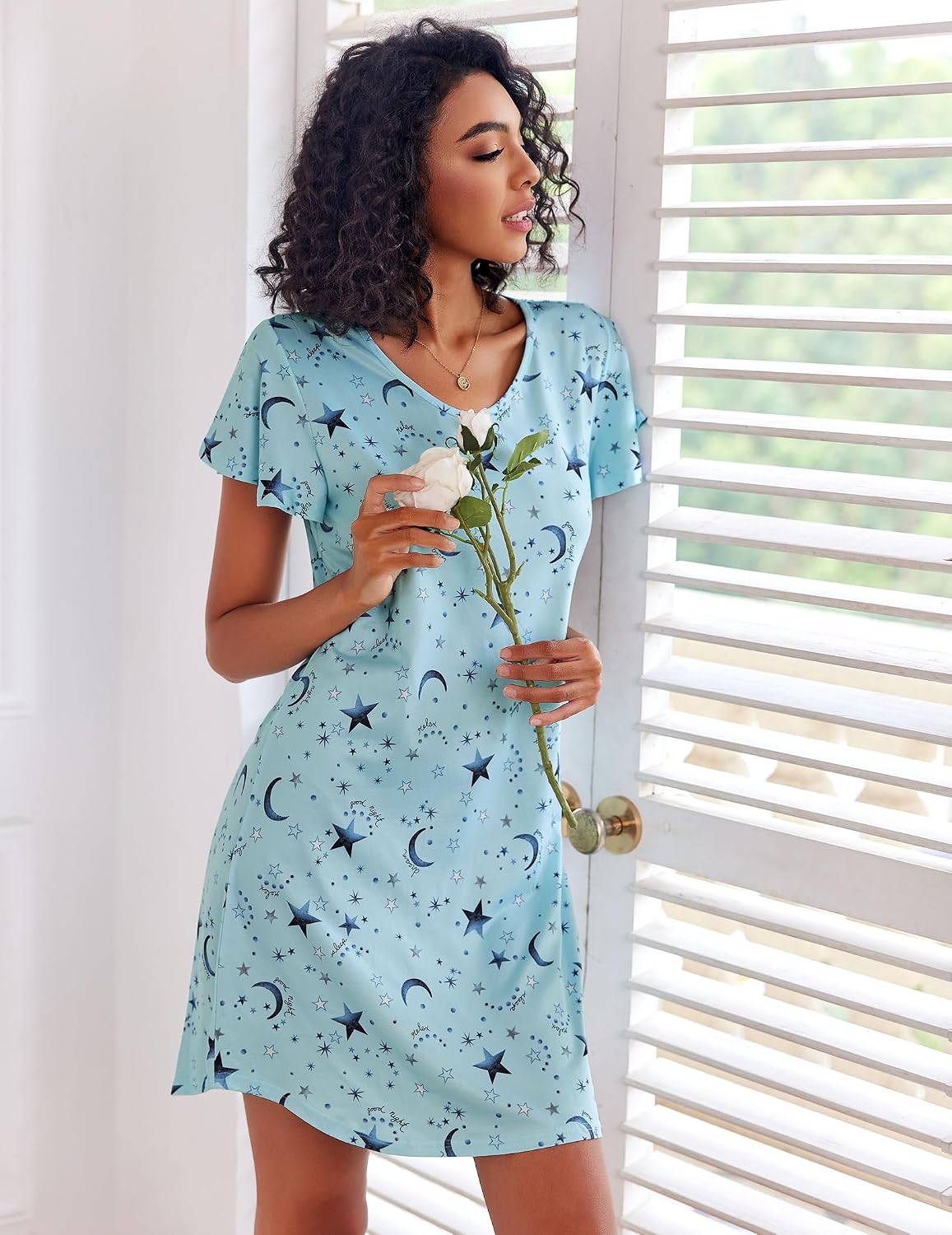 Ekouaer 2 Pack Nightgowns for Women Short Sleeve Nightshirt Soft Sleepdress