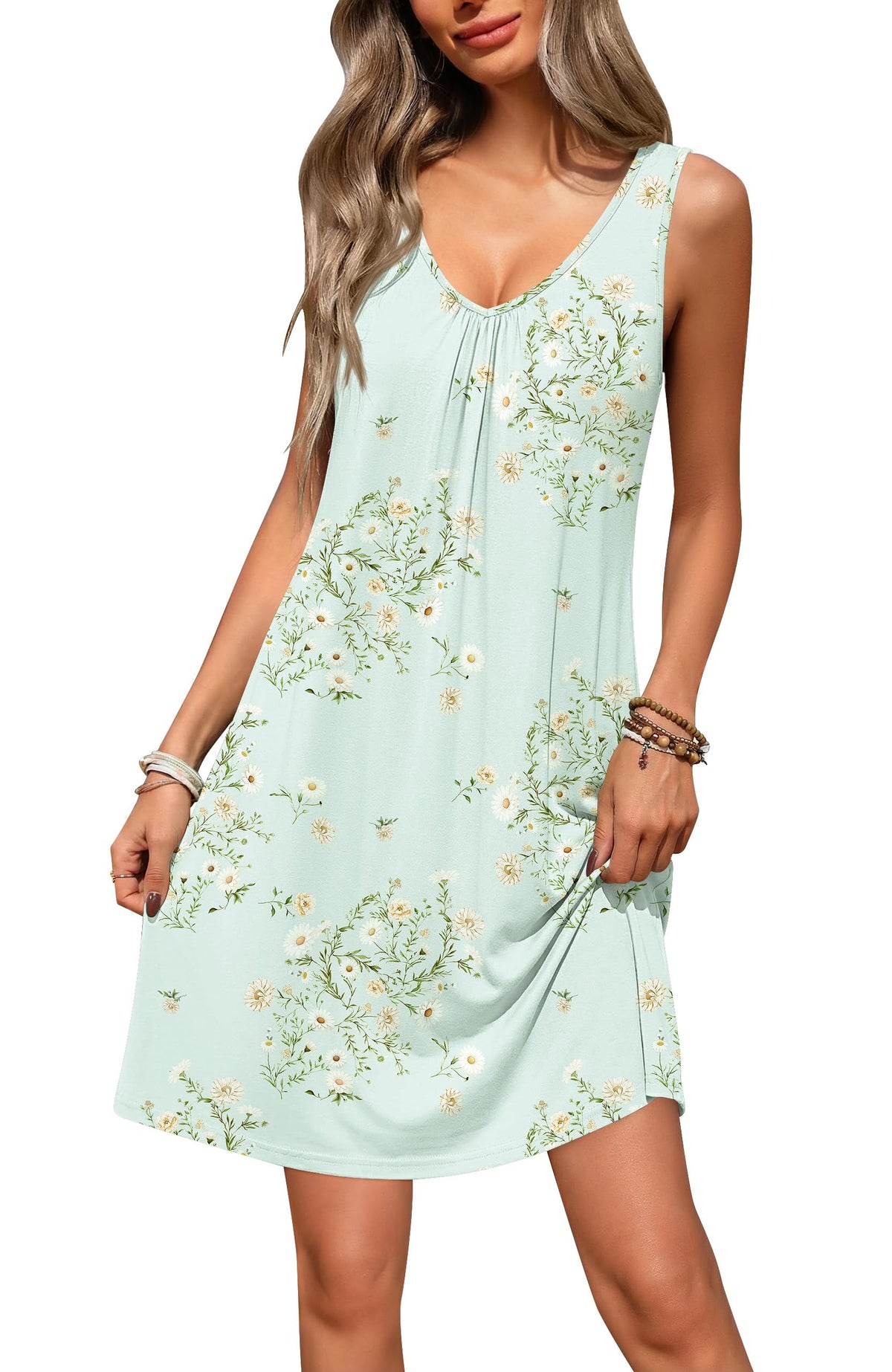 Ekouaer Nightgowns for Women Bamboo Viscose Night Gown Sleeveless Sleepwear