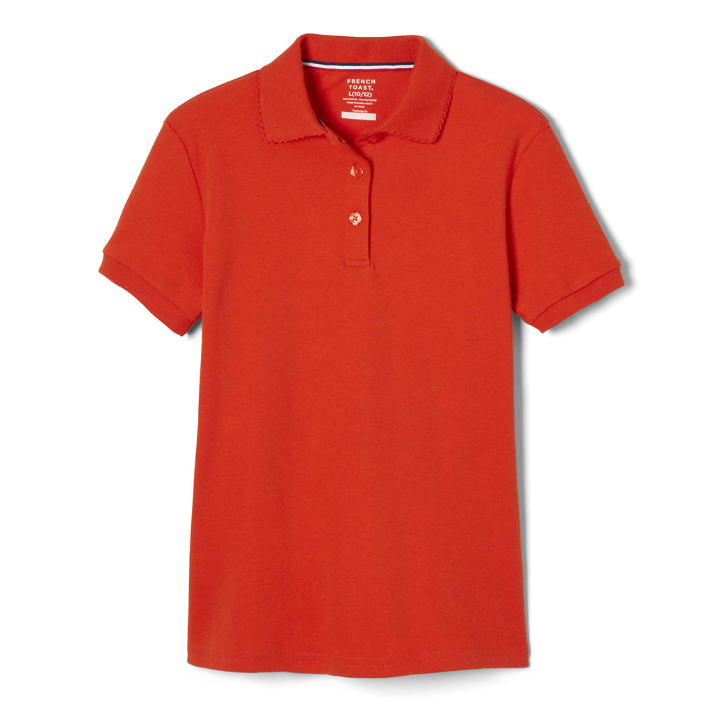French Toast Girls' Short Sleeve Picot Collar Polo School Uniform Shirt (Standard and Plus)