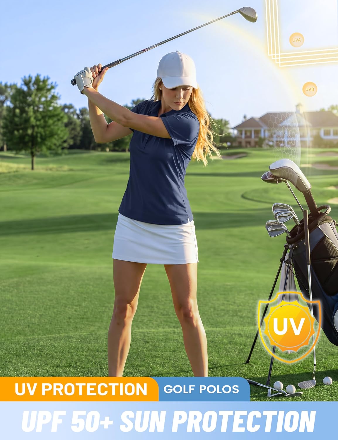 TACVASEN Women's Golf Polo Shirts Short Sleeve UPF 50+ Sun Protection Golf Shirts for Women Quick Dry Collared Polos