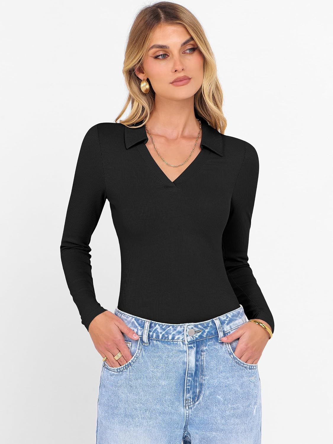 ANRABESS Women Long Sleeve Polo Shirts Business Casual Top Fall Outfits