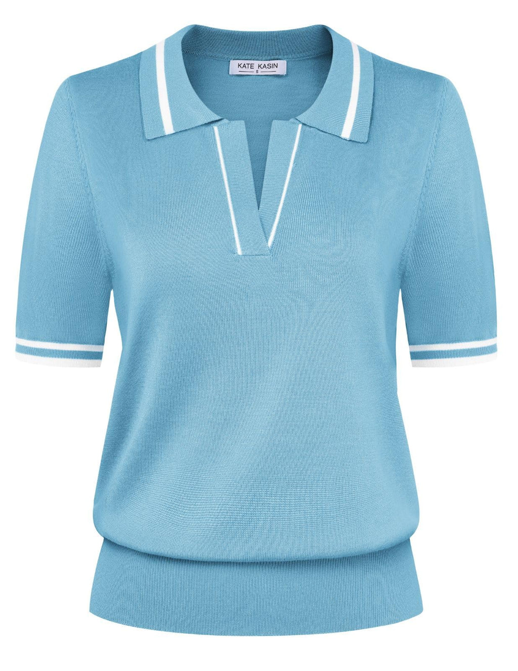 Women's Short Sleeve Classic V Neck Collared Casual Polo Sweater Tops