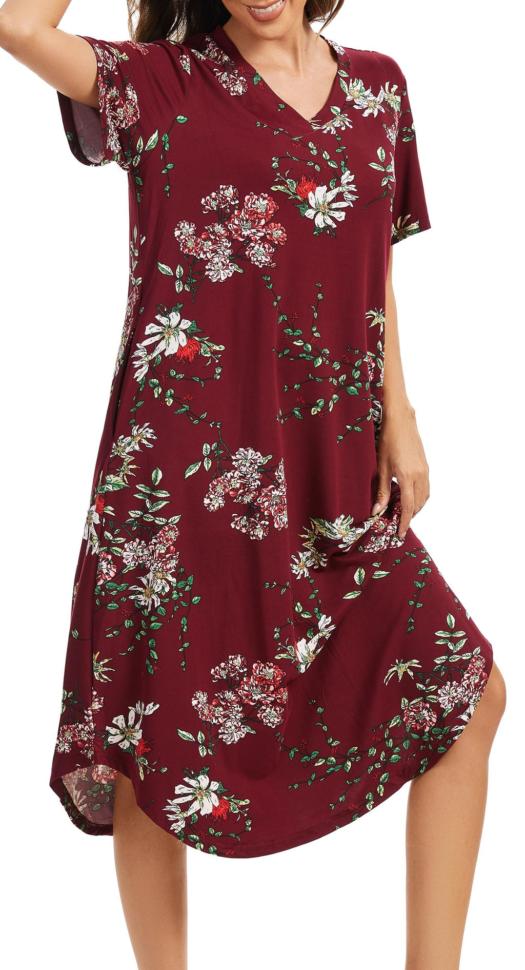 Kabento Womens Short Sleeve Long Nightgowns Sleepwear