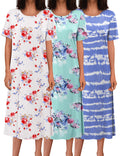 Ekouaer 3 Pack Long Nightgowns for Women House Dress Plus Size Nightshirt