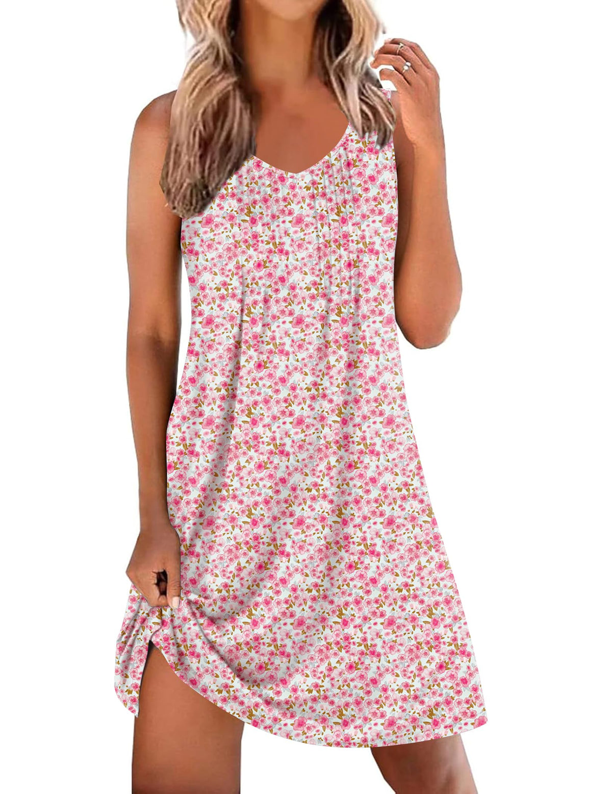Ekouaer Nightgowns for Women Sleeveless Sleep Shirt Tank V Neck Night Gown