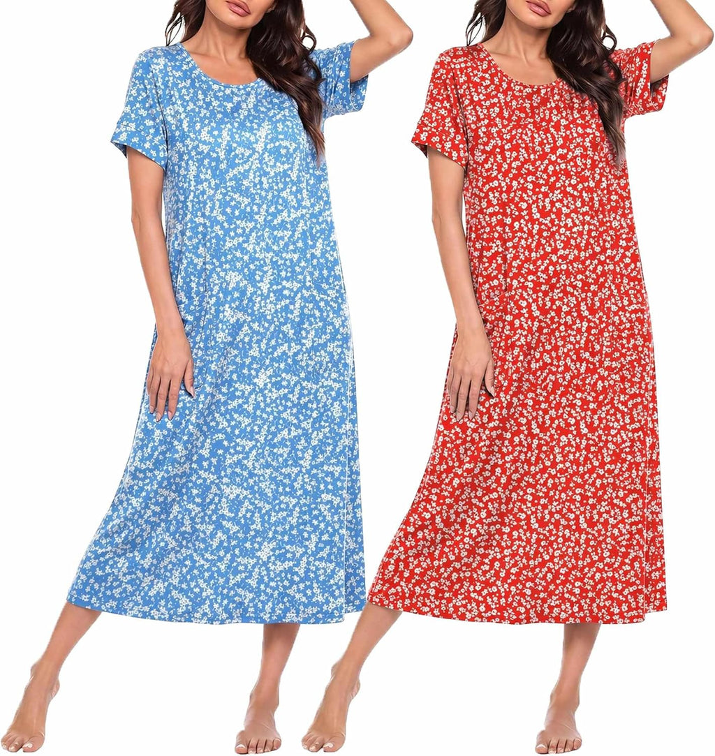 Ekouaer Long Nightgowns for Women Soft House Dress Plus Size Moo Moos
