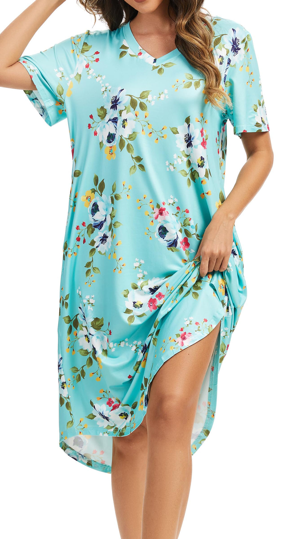 Kabento Womens Short Sleeve Long Nightgowns Sleepwear