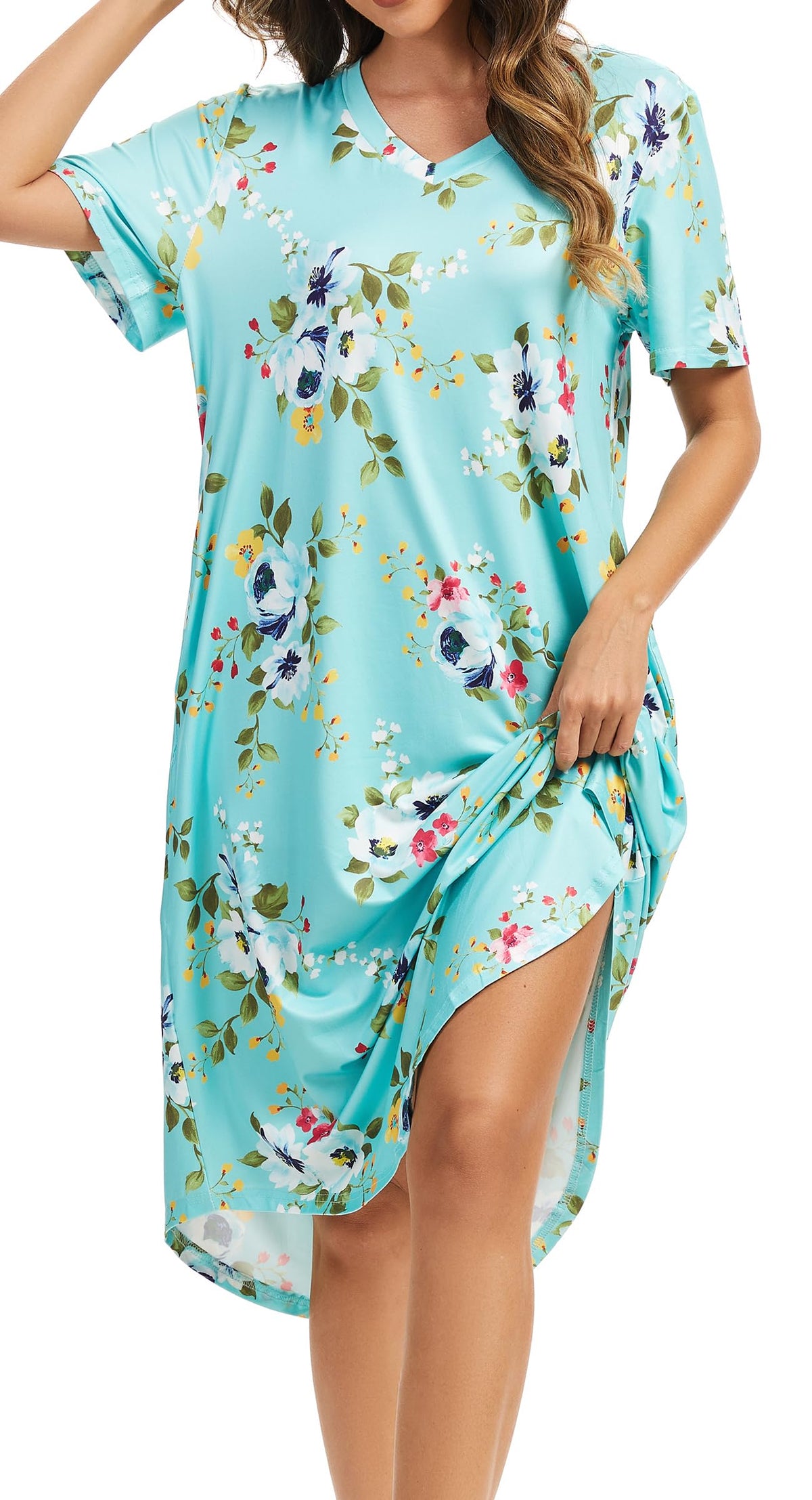 Kabento Womens Short Sleeve Long Nightgowns Sleepwear