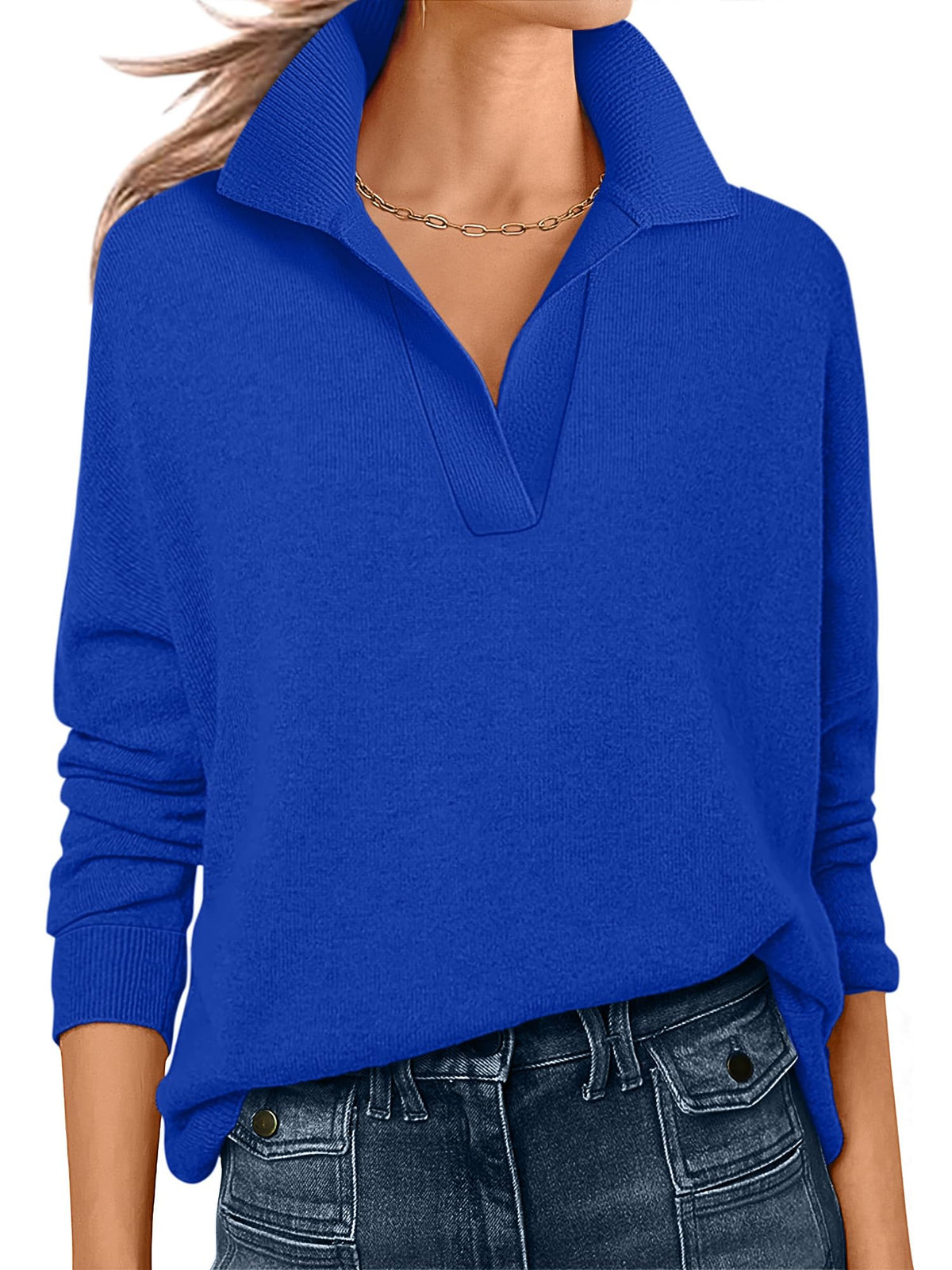 ANRABESS Women Polo V Neck Lightweight Fall Sweaters