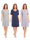 3 Pack Nightgowns for Women Summer Short Sleeve Night Gowns