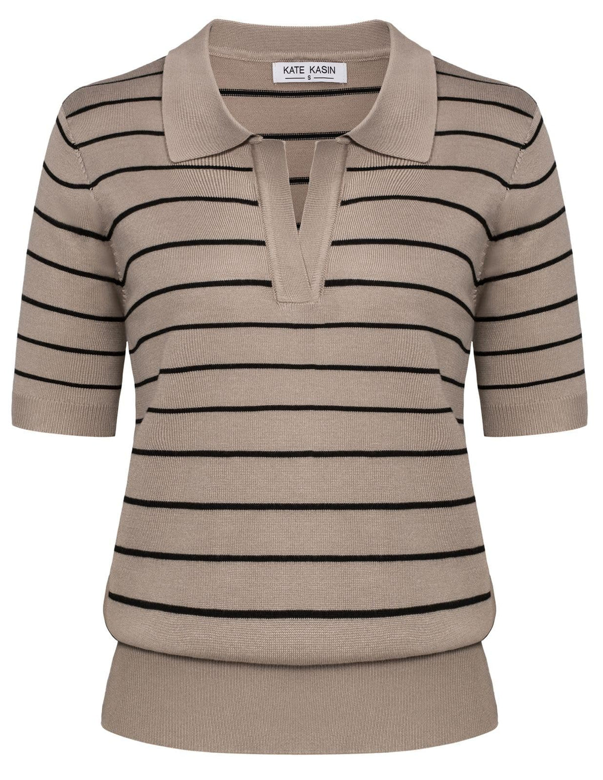 Women's Short Sleeve Classic V Neck Collared Casual Polo Sweater Tops