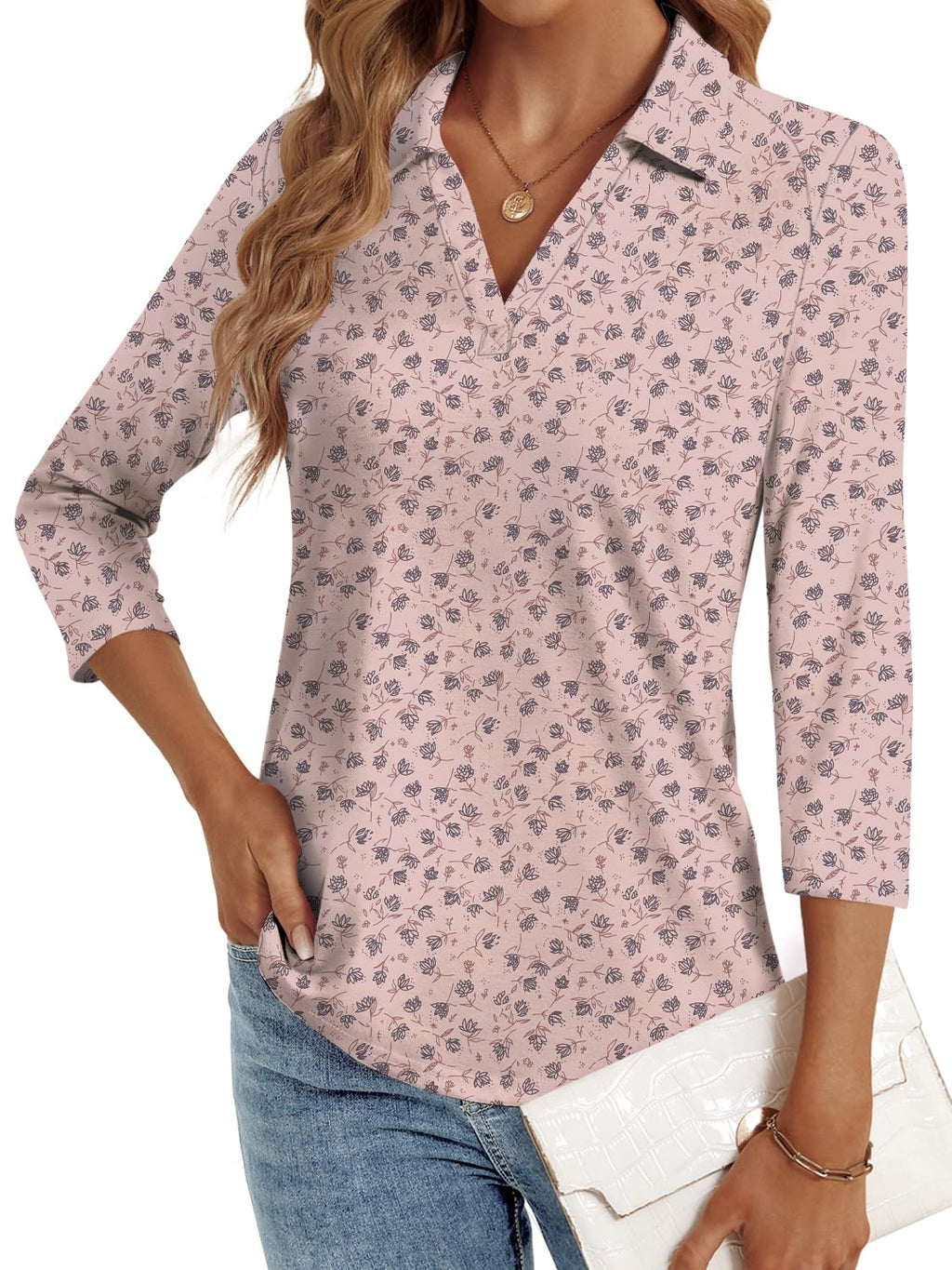 LYHIPSS 3/4 Length Sleeve Womens Tops Dressy Casual Business Blouses
