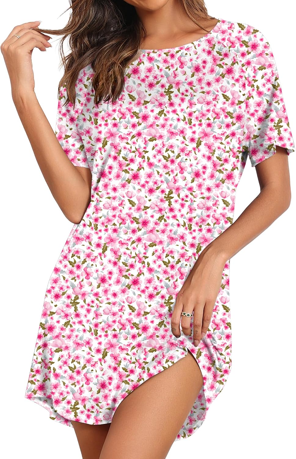 Ekouaer Nightgowns for Women Short Sleeve Sleep Shirts Pullover Nightshirt