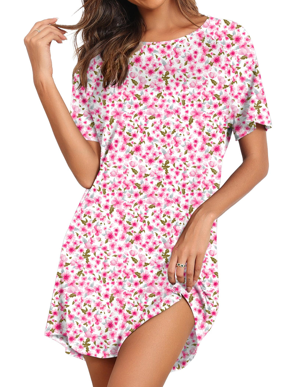 Ekouaer Nightgowns for Women Short Sleeve Sleep Shirts Pullover Nightshirt