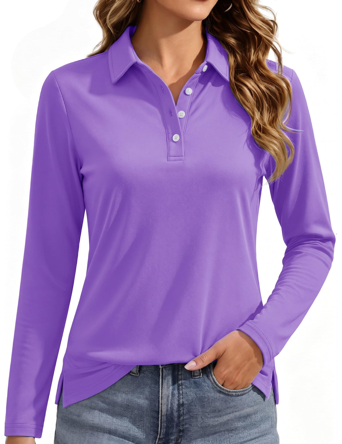 MAGCOMSEN Long Sleeve Polo Shirts for Women Golf Tops with Collar Work