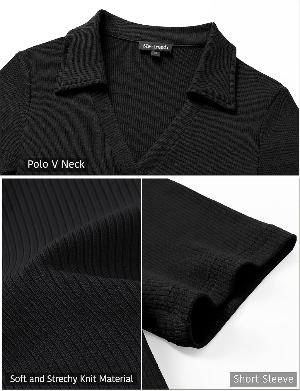 Meetrendi Womens Short Sleeve Work Shirt Summer V Neck Fitted Business Polo